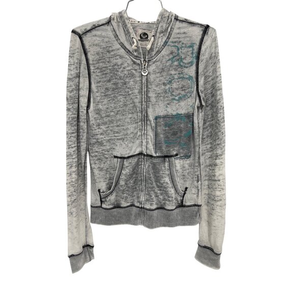 Roxy Hoodie Size Small Full Zip Long Sleeve Jacket Burnout Gray Relaxed Outdoor - Picture 1 of 7